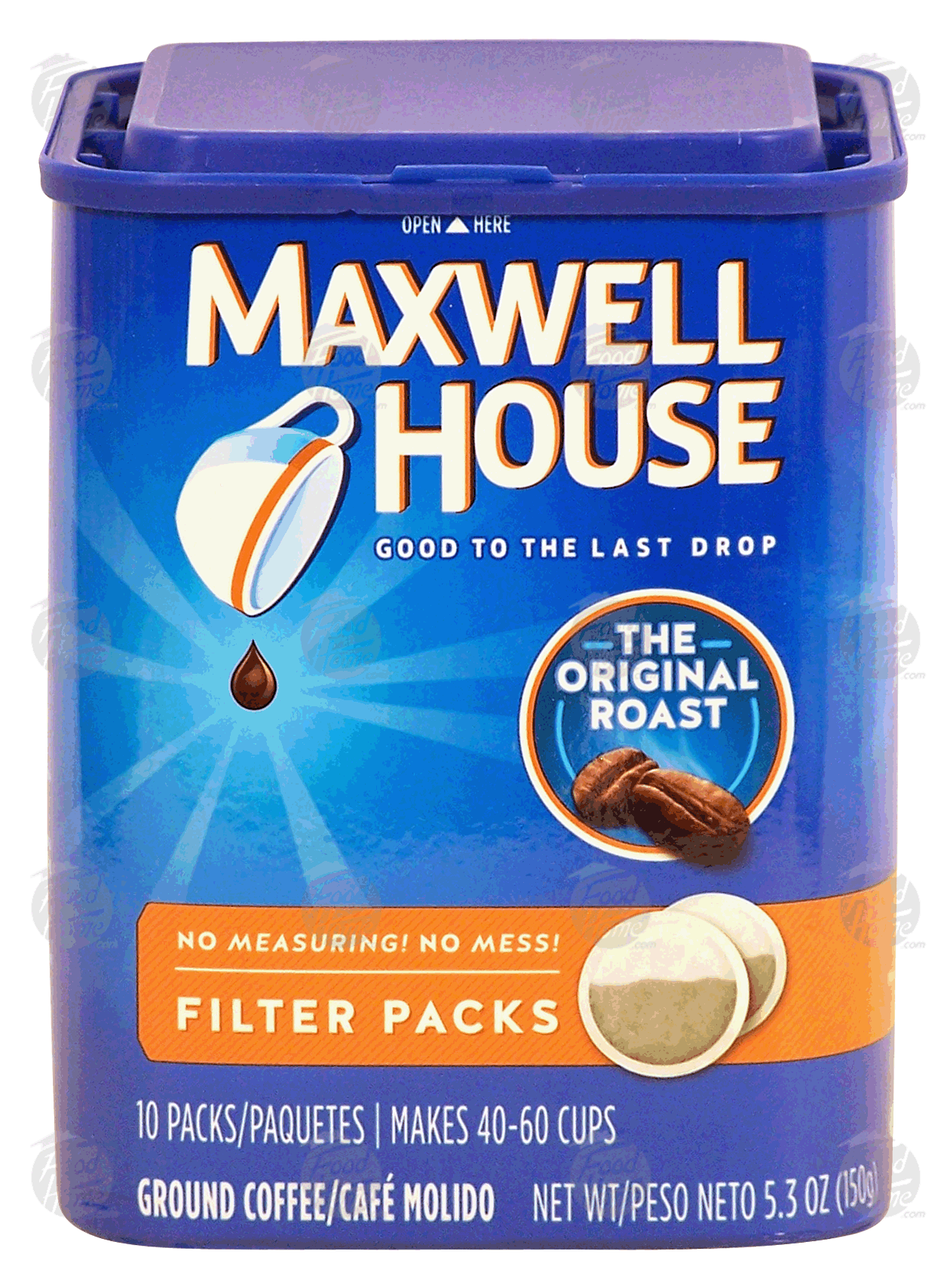 Maxwell House The Original Roast ground coffee, filter packs, 10 packs, makes 40-60 cups Full-Size Picture